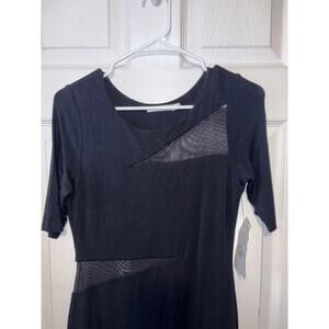 Bailey 44 women’s black Bodycon dress with sheer accent size med new